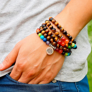 108 Tiger Eye Beads Mala X Six True Words Mantra Charm